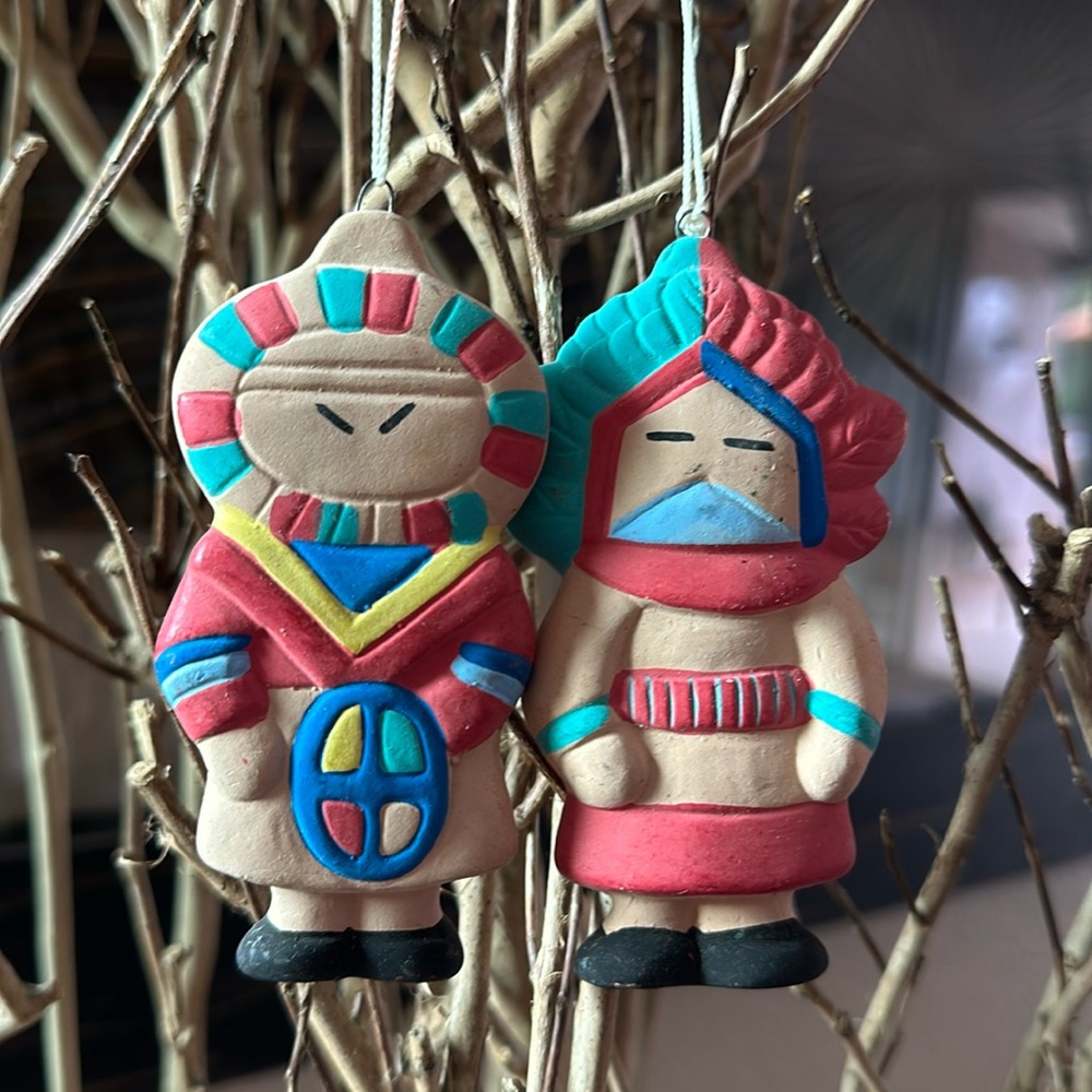 Native American Hand Painted Pottery Kachina Ornaments